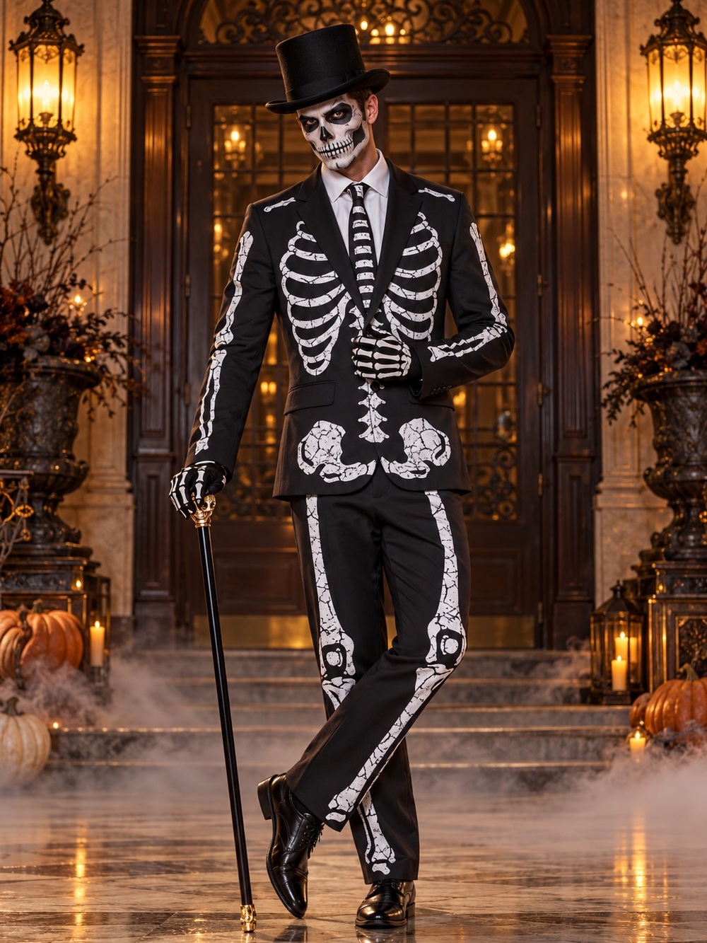 NEW Skeleton Suit Costume - Black & White Jacket and Pants Large